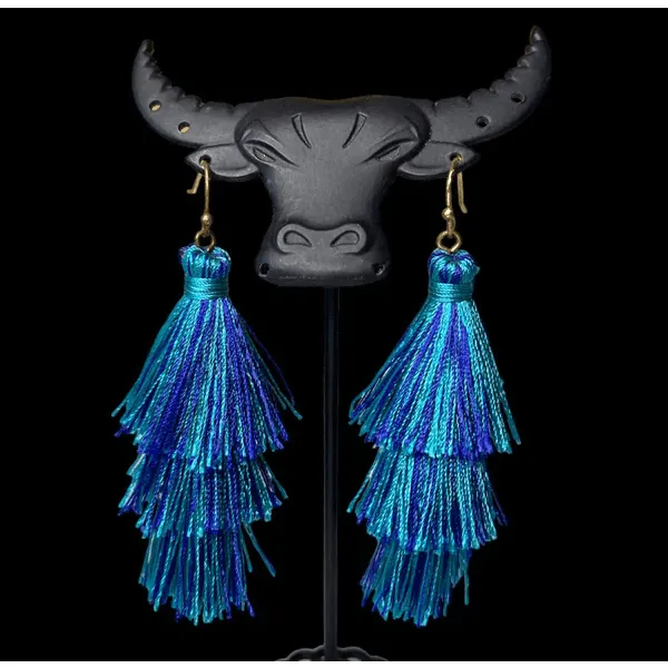 1093 - Blue Tassel Earrings