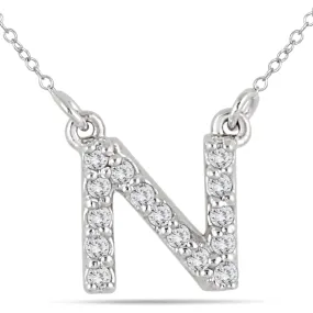 1/10 Carat Tw N Initial Diamond Pendant In 10K White Gold