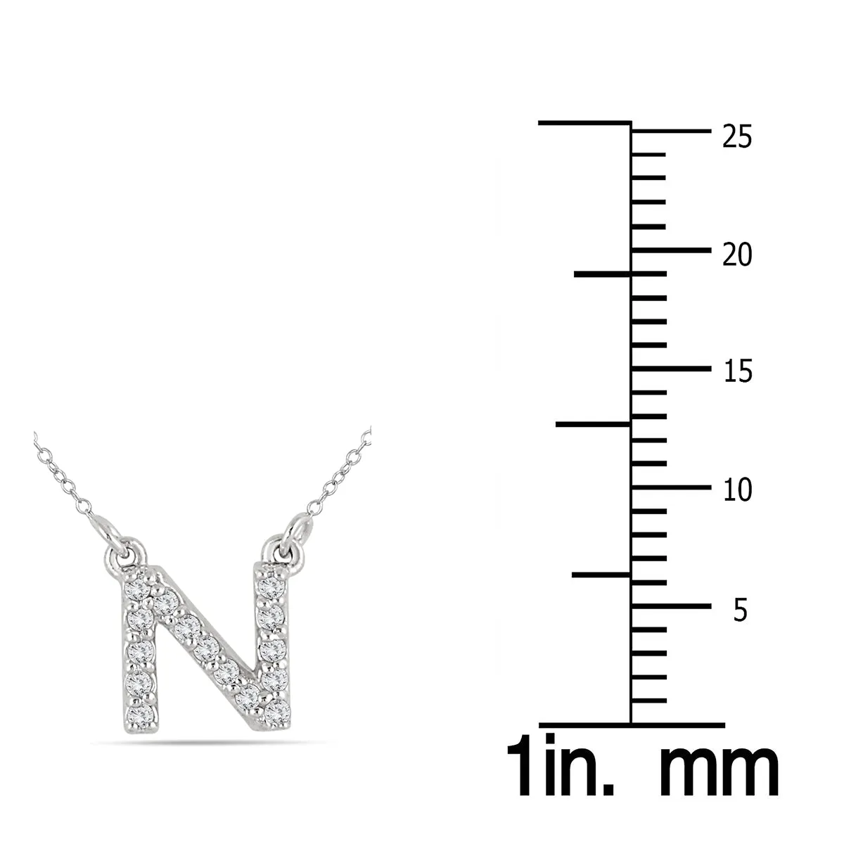 1/10 Carat Tw N Initial Diamond Pendant In 10K White Gold