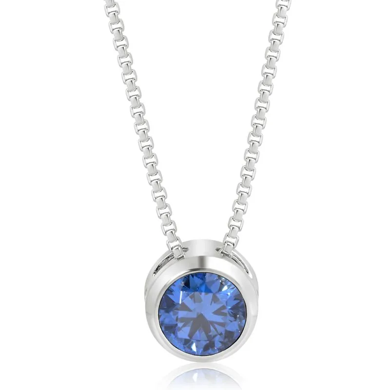 14K Gold Plated Dark Blue Cz Pendant Necklace