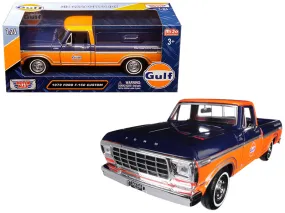 1979 Ford F-150 Custom Pickup Truck Gulf Dark Blue and Orange 1/24 Diecast Model Car by Motormax