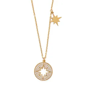 6" 14 Karat Gold Plated CZ Cut Out Starburst Necklace