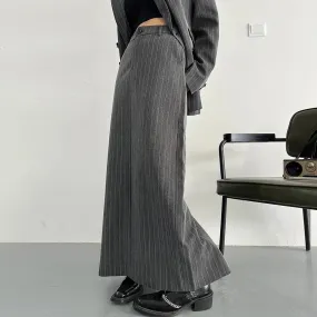 A Line Skirts For Women High Waist Striped Temperament Minimalist Solid Skirt Female Fashion Style Clothing