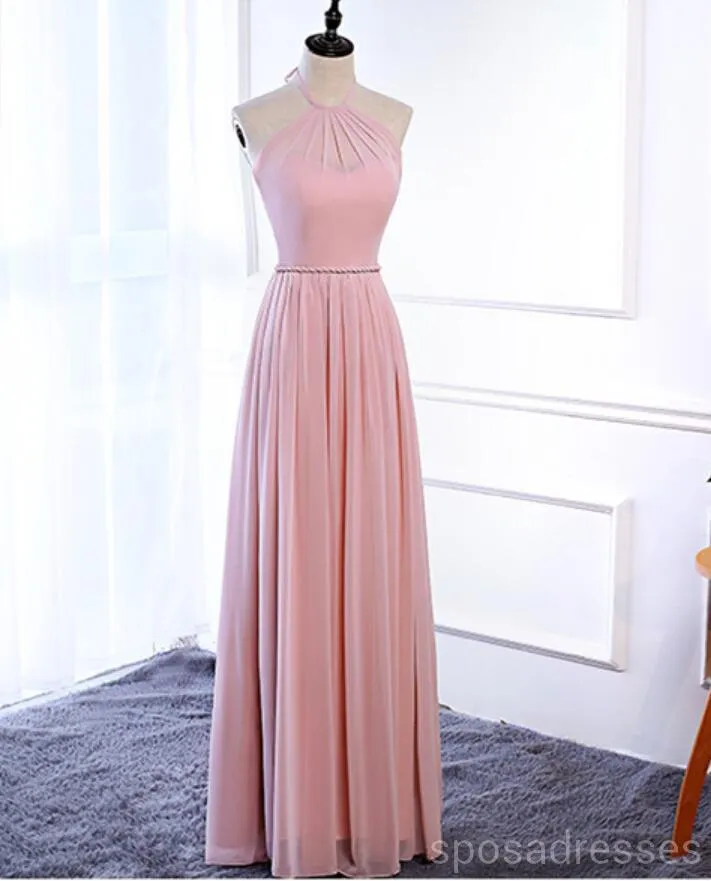 Affordable Blush Pink Floor Length Mismatched Chiffon Bridesmaid Dresses, WG536