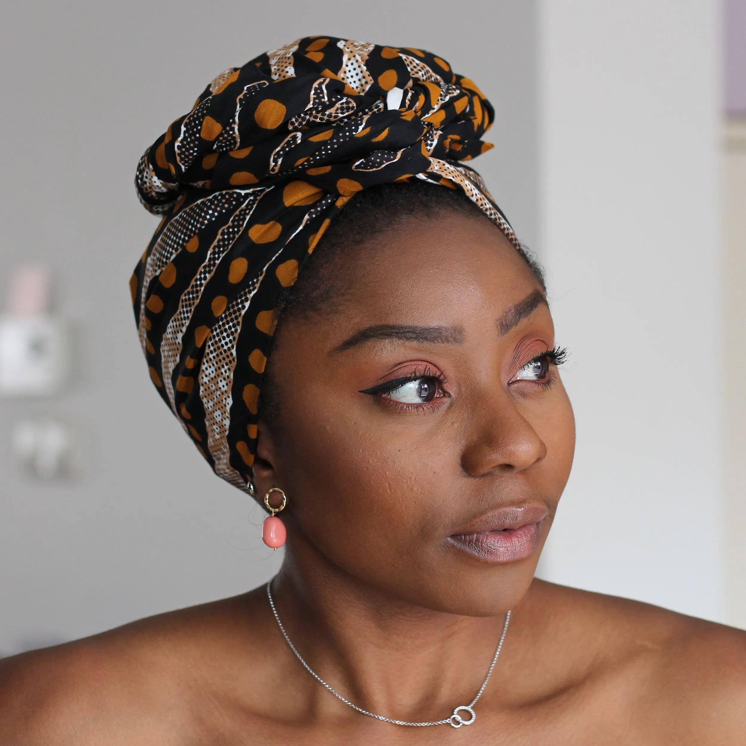 African headwrap - Bogolan / Mud cloth dots