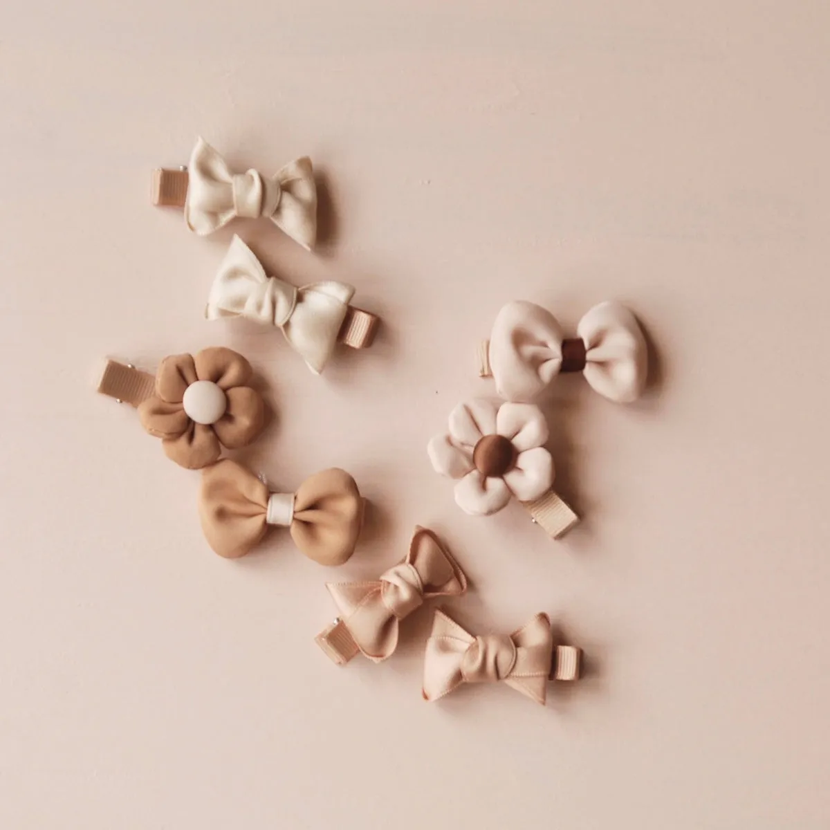 Alice Bow Hair Clips for Little Girls - Cream