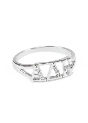 Alpha Delta Eta Sterling Silver Ring with simulated diamonds