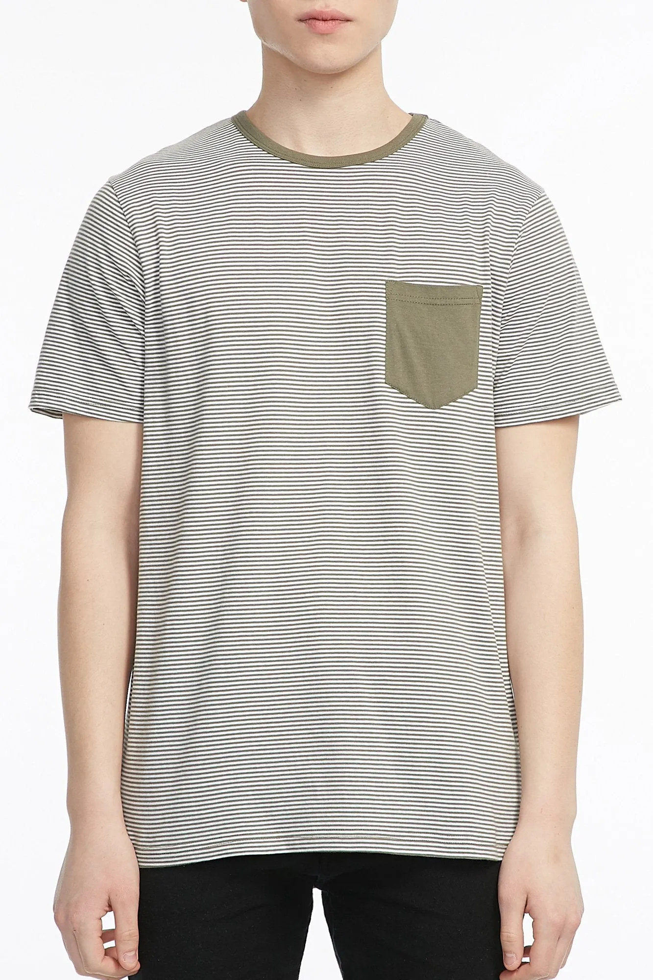 Amnesia Guys Wide Stripped Short Sleeve Tee