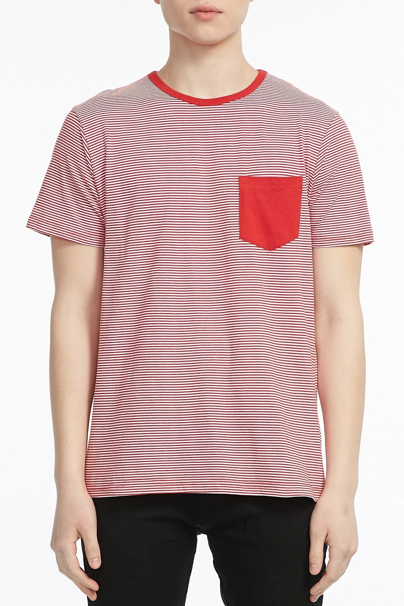 Amnesia Guys Wide Stripped Short Sleeve Tee