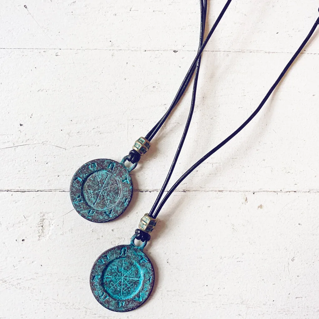 ancient path // men's medallion leather necklace