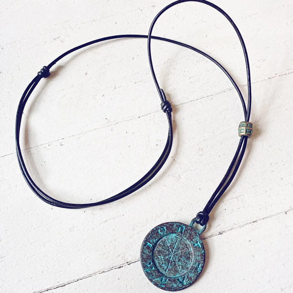 ancient path // men's medallion leather necklace