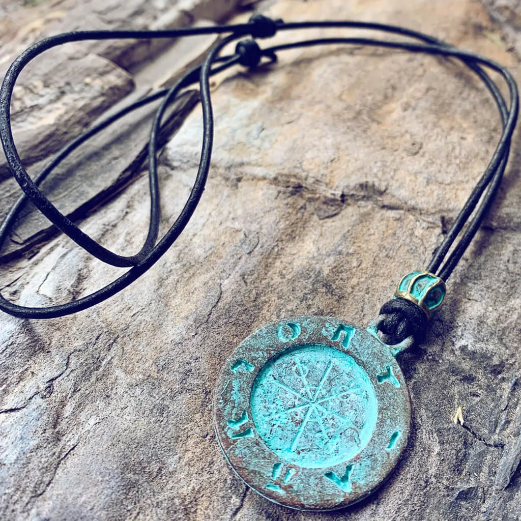 ancient path // men's medallion leather necklace