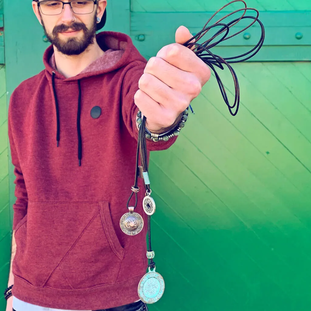 ancient path // men's medallion leather necklace