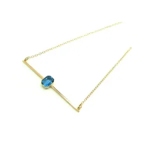 Antique Edwardian Blue Glass 9ct Rose Gold Bar Necklace