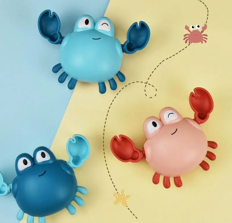 Baby Bath Toys Animal Cute Cartoon Tortoise Crab Classic Baby Water Toy Infant Swim Chain Clockwork Toy For Kid 2021 Newest