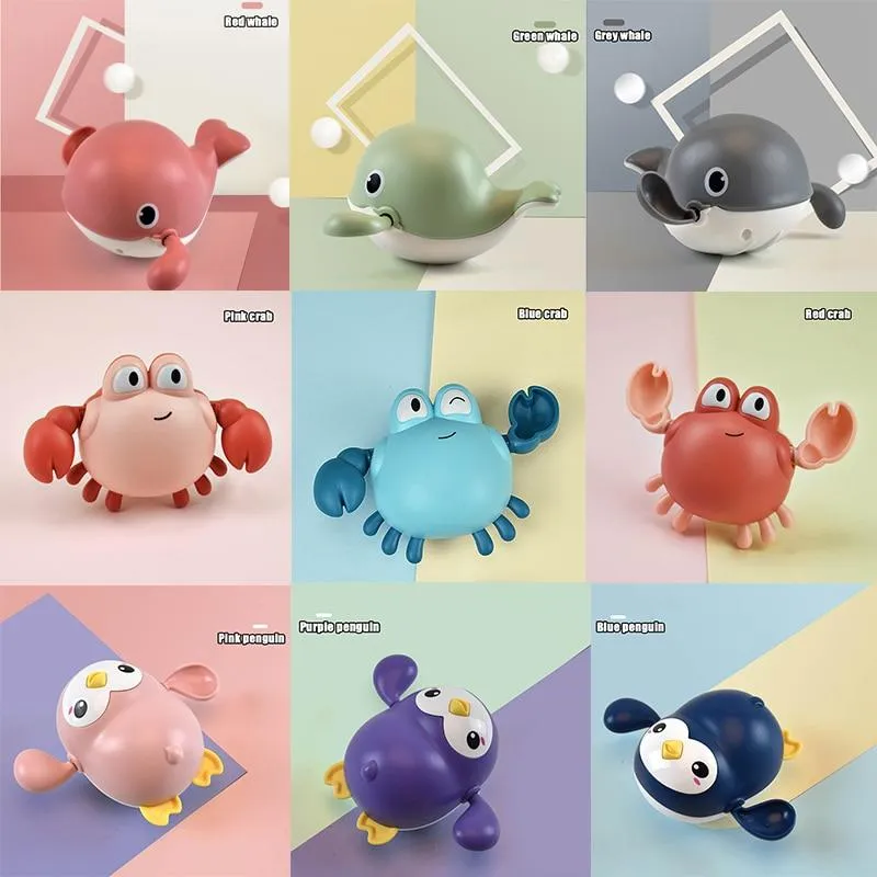 Baby Bath Toys Animal Cute Cartoon Tortoise Crab Classic Baby Water Toy Infant Swim Chain Clockwork Toy For Kid 2021 Newest