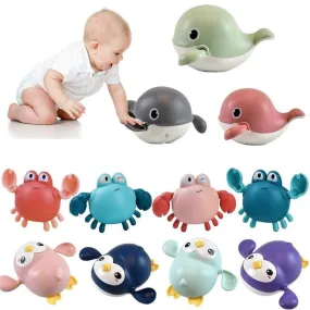 Baby Bath Toys Animal Cute Cartoon Tortoise Crab Classic Baby Water Toy Infant Swim Chain Clockwork Toy For Kid 2021 Newest