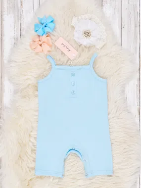 Baby Blue Ribbed Romper