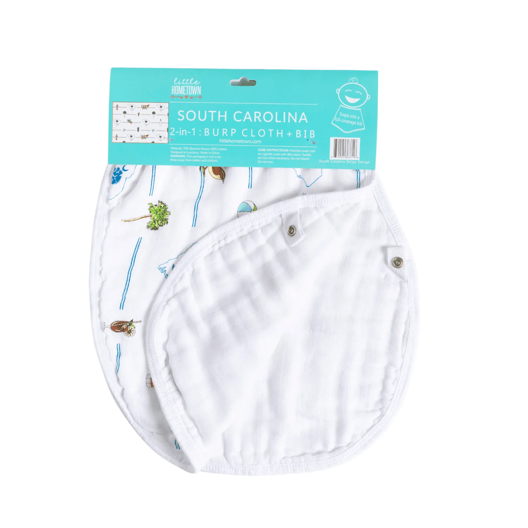 Baby Burp Cloth & Bib Combo: South Carolina