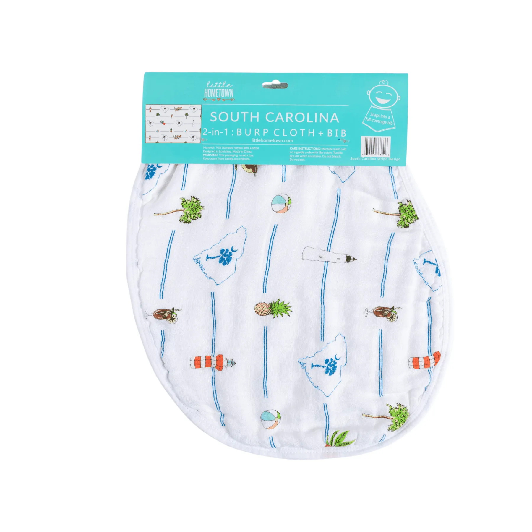 Baby Burp Cloth & Bib Combo: South Carolina