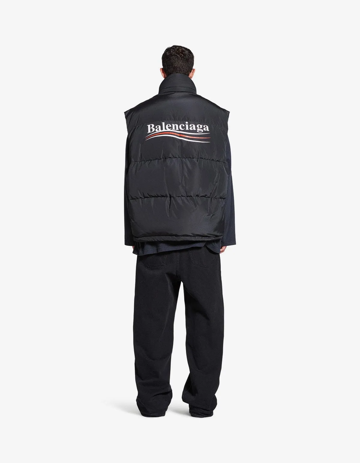 Balenciaga Black Political Campaign Cocoon Puffer Gilet