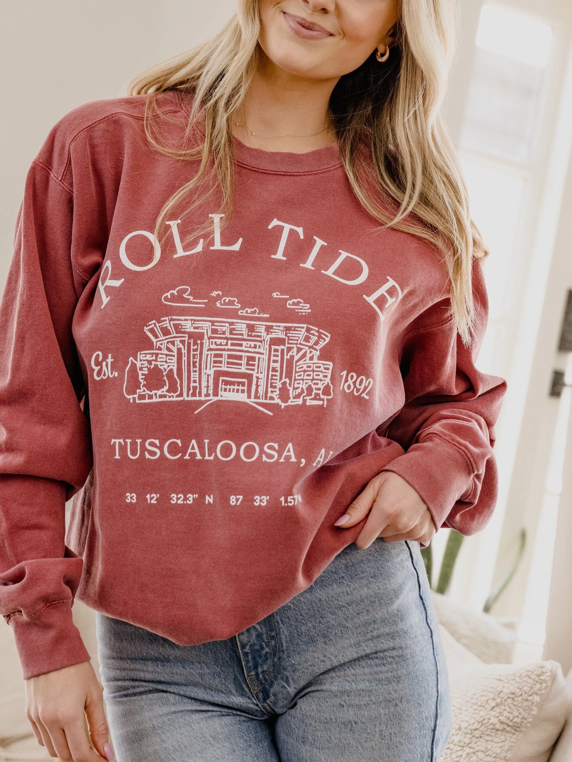 Bama Crimson Tide Stadium Coordinates Crimson Sweatshirt