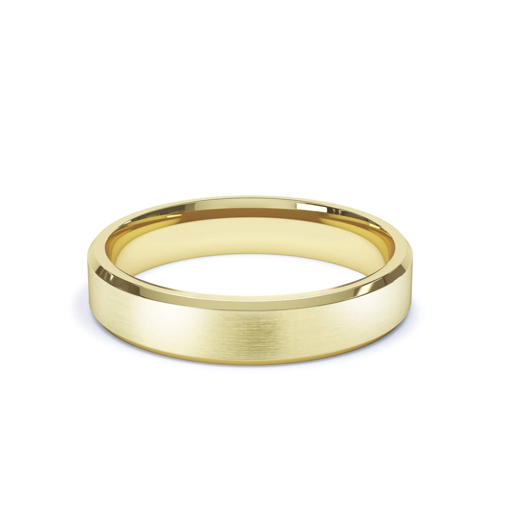 - Bevelled Edge Satin Polish Wedding Ring 18k Yellow Gold