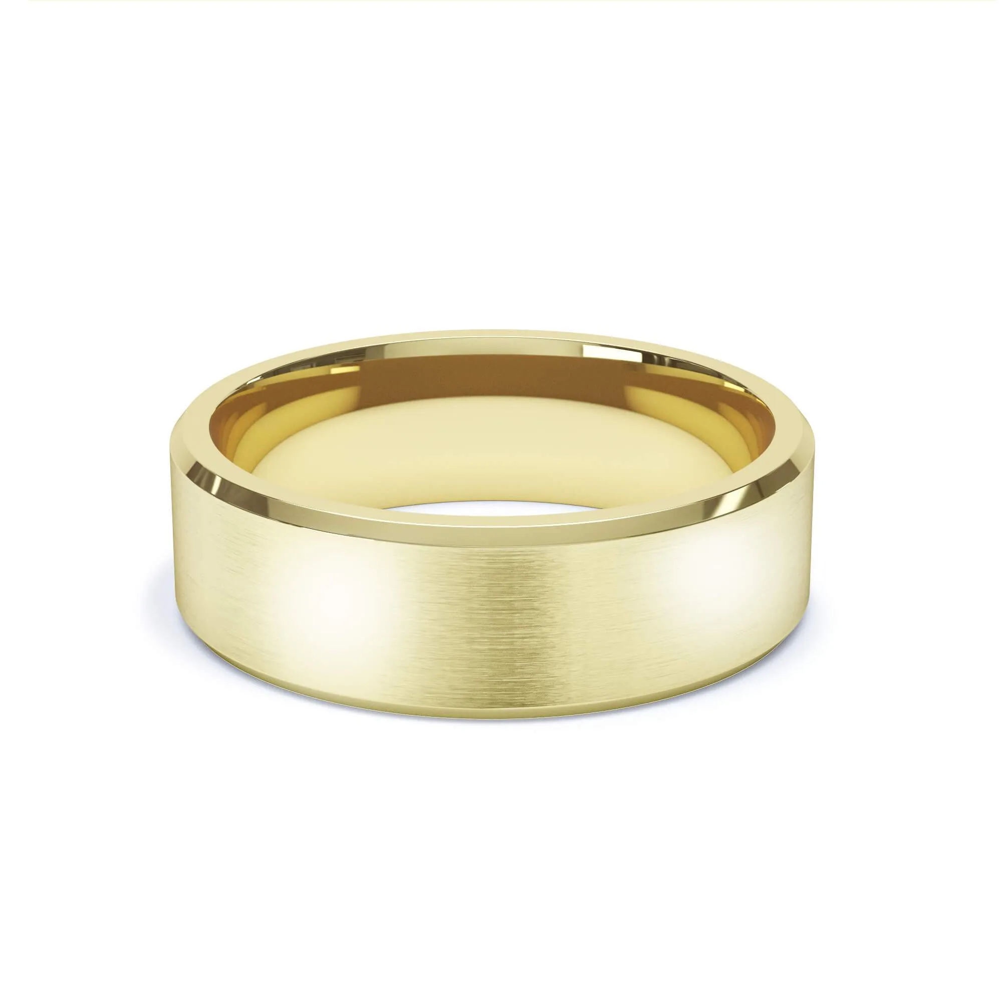 - Bevelled Edge Satin Polish Wedding Ring 18k Yellow Gold