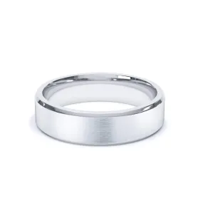 - Bevelled Edge Satin Polish Wedding Ring 9k White Gold