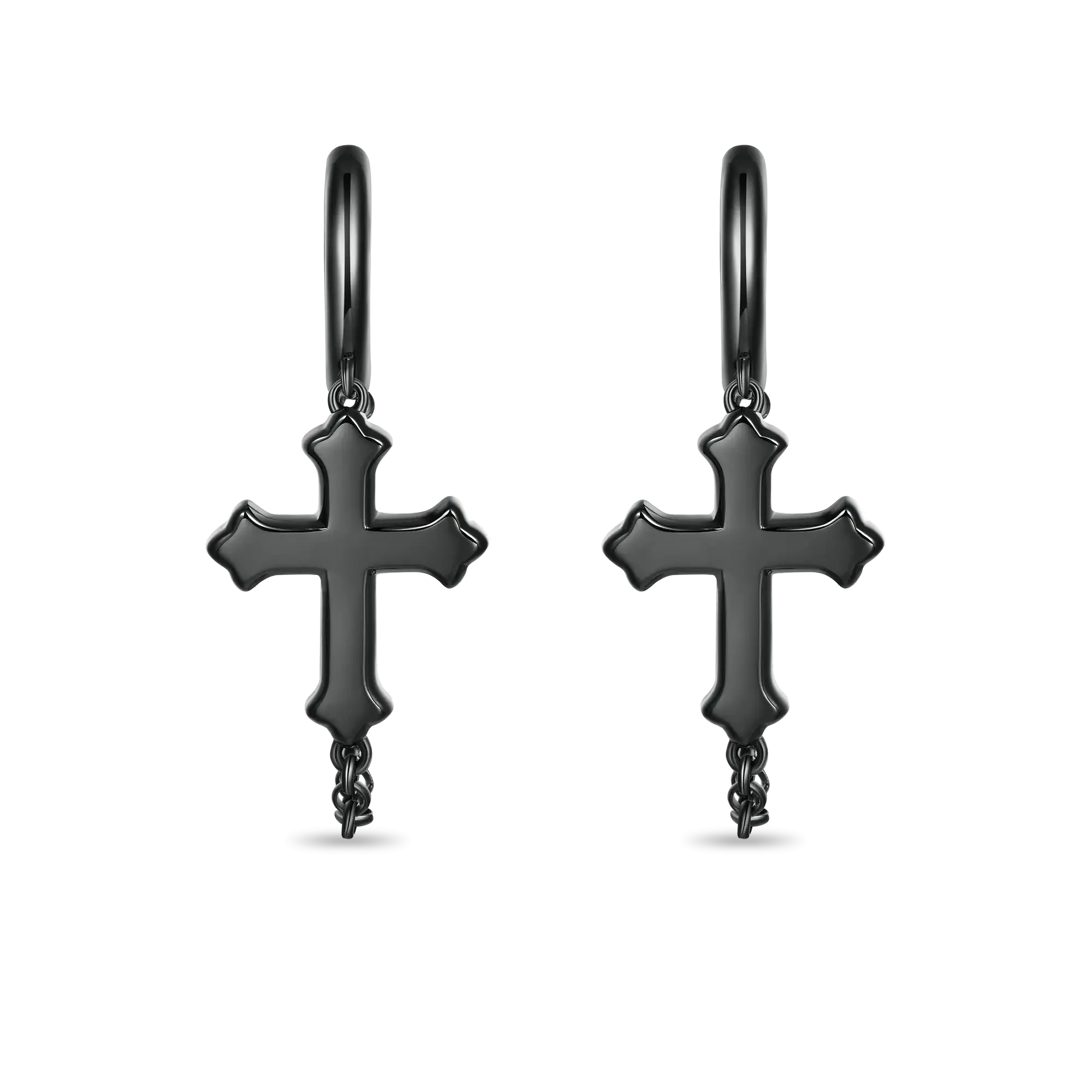 Black Gothic Cross Dangly Earring