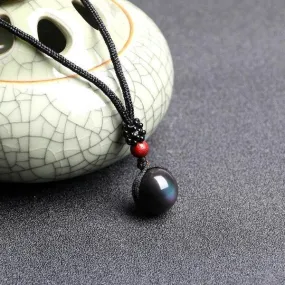 Black Obsidian Rainbow Eye Beads Necklace