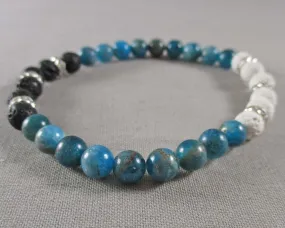 Blue Apatite With Lava Stone Bracelet 1pc (1495)