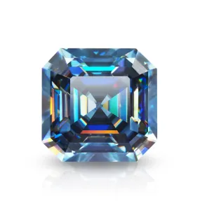 Blue Asscher Cut Moissanite Stones