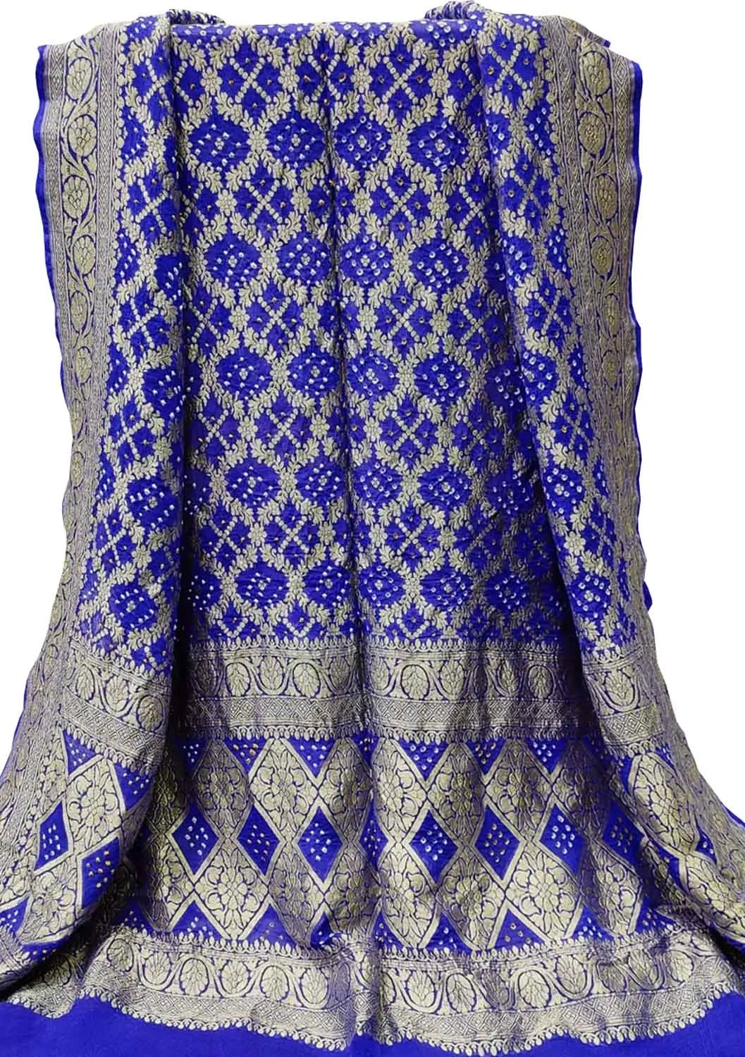 Blue Banarasi Bandhani Handloom Pure Georgette Dupatta