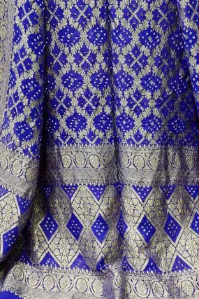 Blue Banarasi Bandhani Handloom Pure Georgette Dupatta