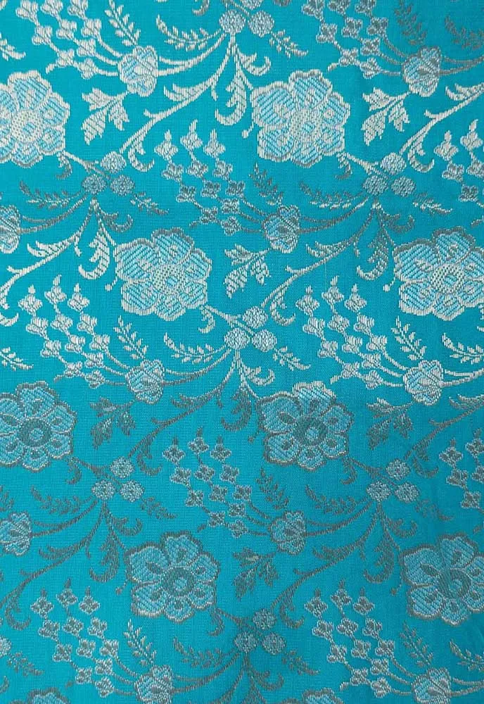 Blue Banarasi Silk Fabric ( 1 Mtr )