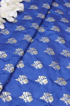 Blue Banarasi Silk Fabric ( 1 Mtr )