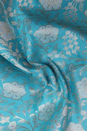 Blue Banarasi Silk Fabric ( 1 Mtr )