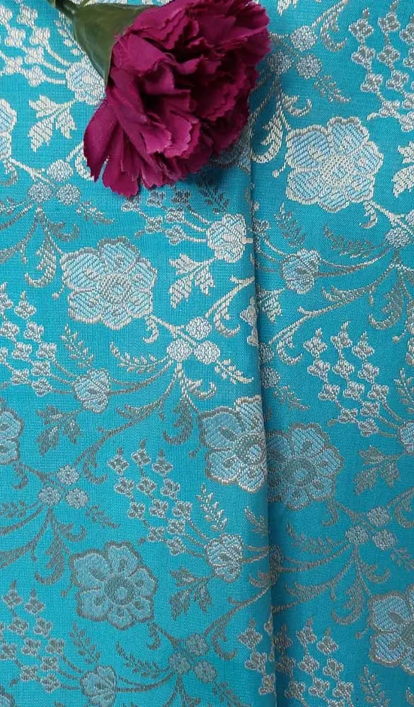 Blue Banarasi Silk Fabric ( 1 Mtr )