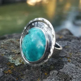 Blue Turquoise Sterling Silver Artisan Ring