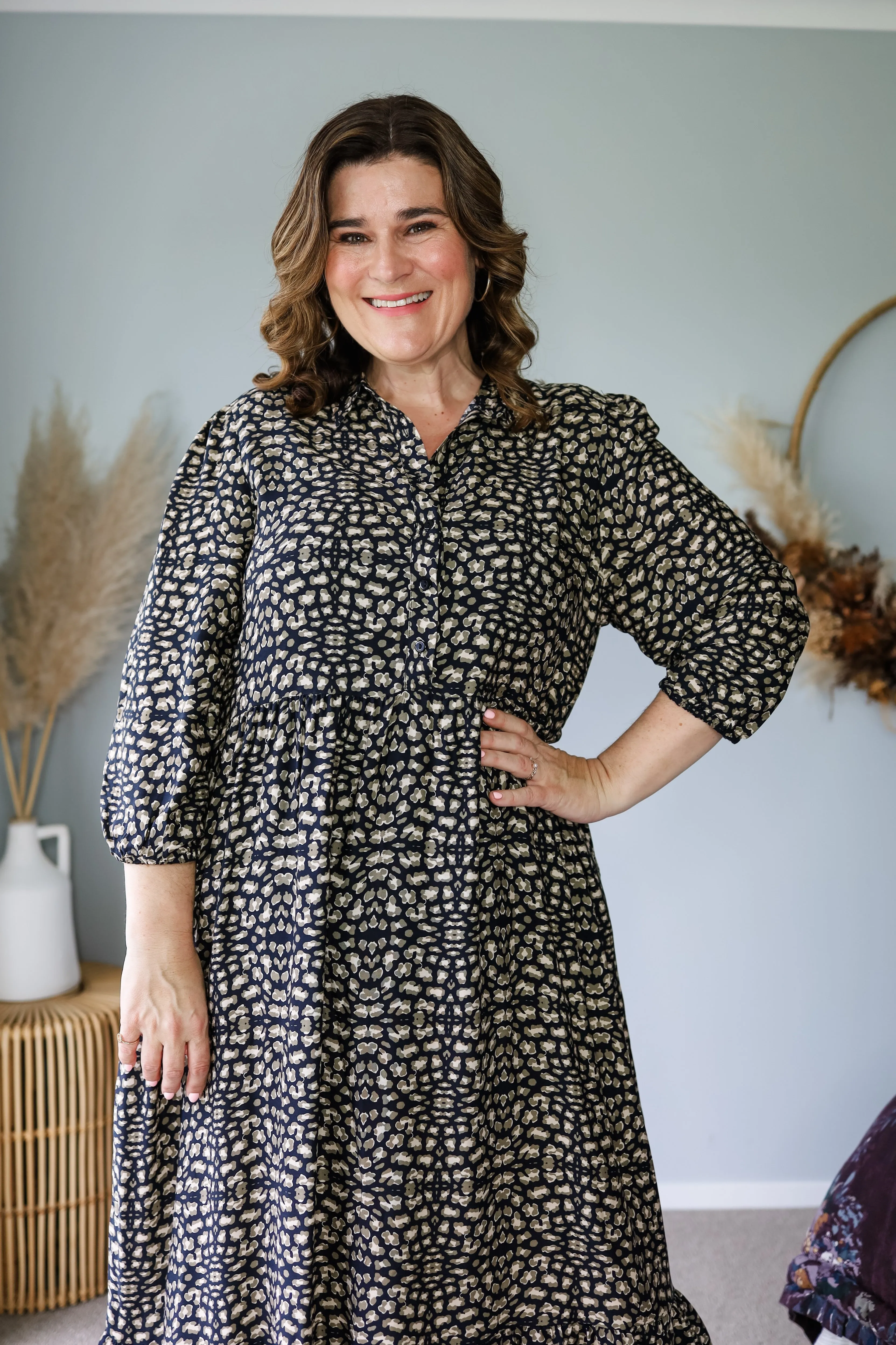 Boho Australia Kane Midi Dress Army Leopard