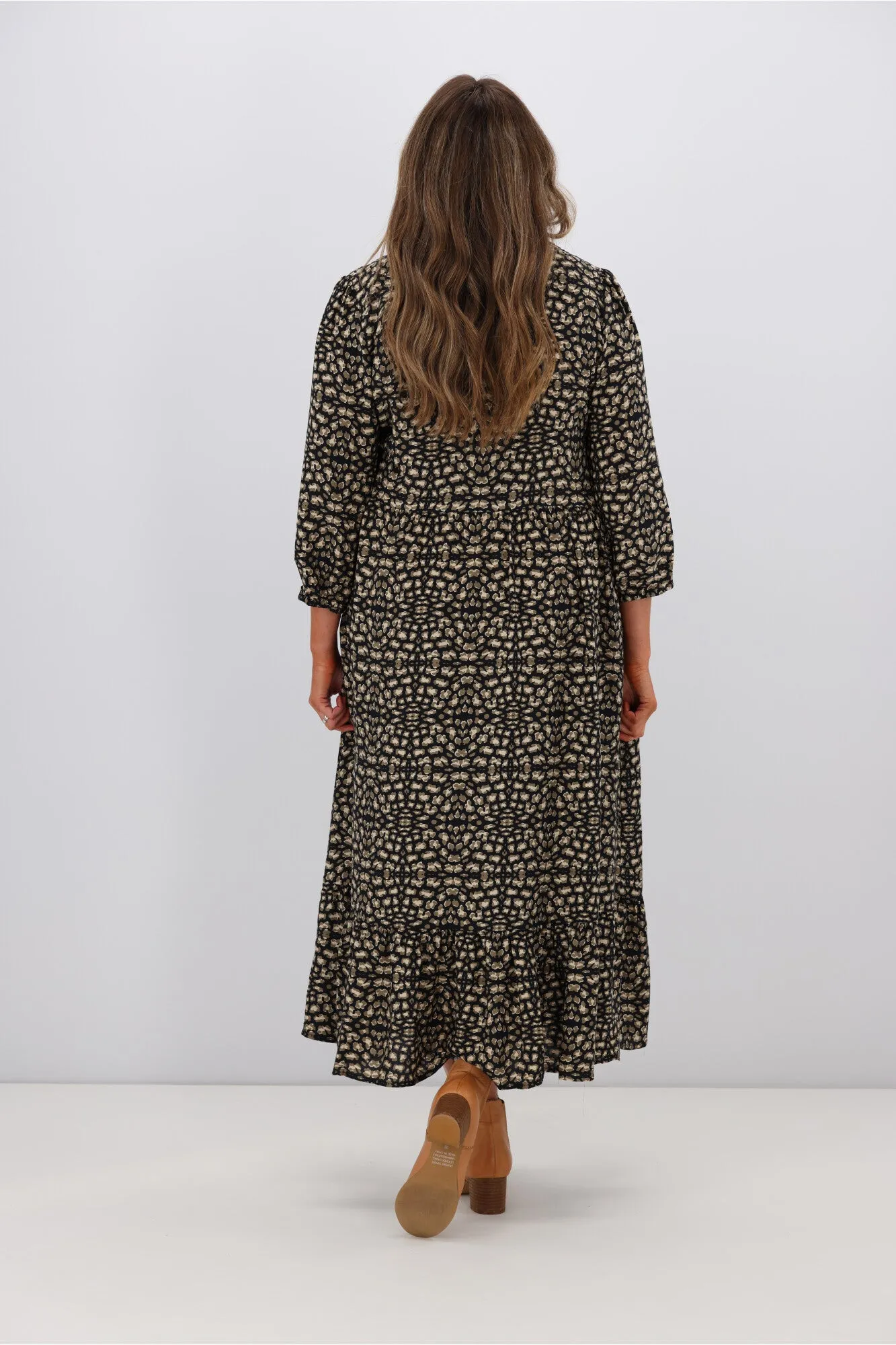 Boho Australia Kane Midi Dress Army Leopard