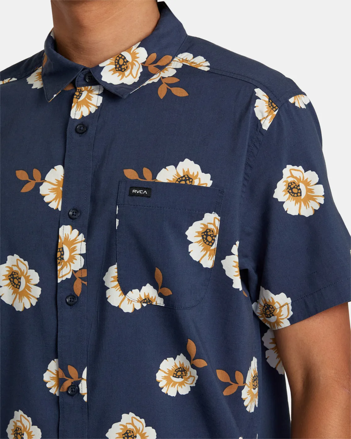 Botanical Short Sleeve Shirt - Moody Blue