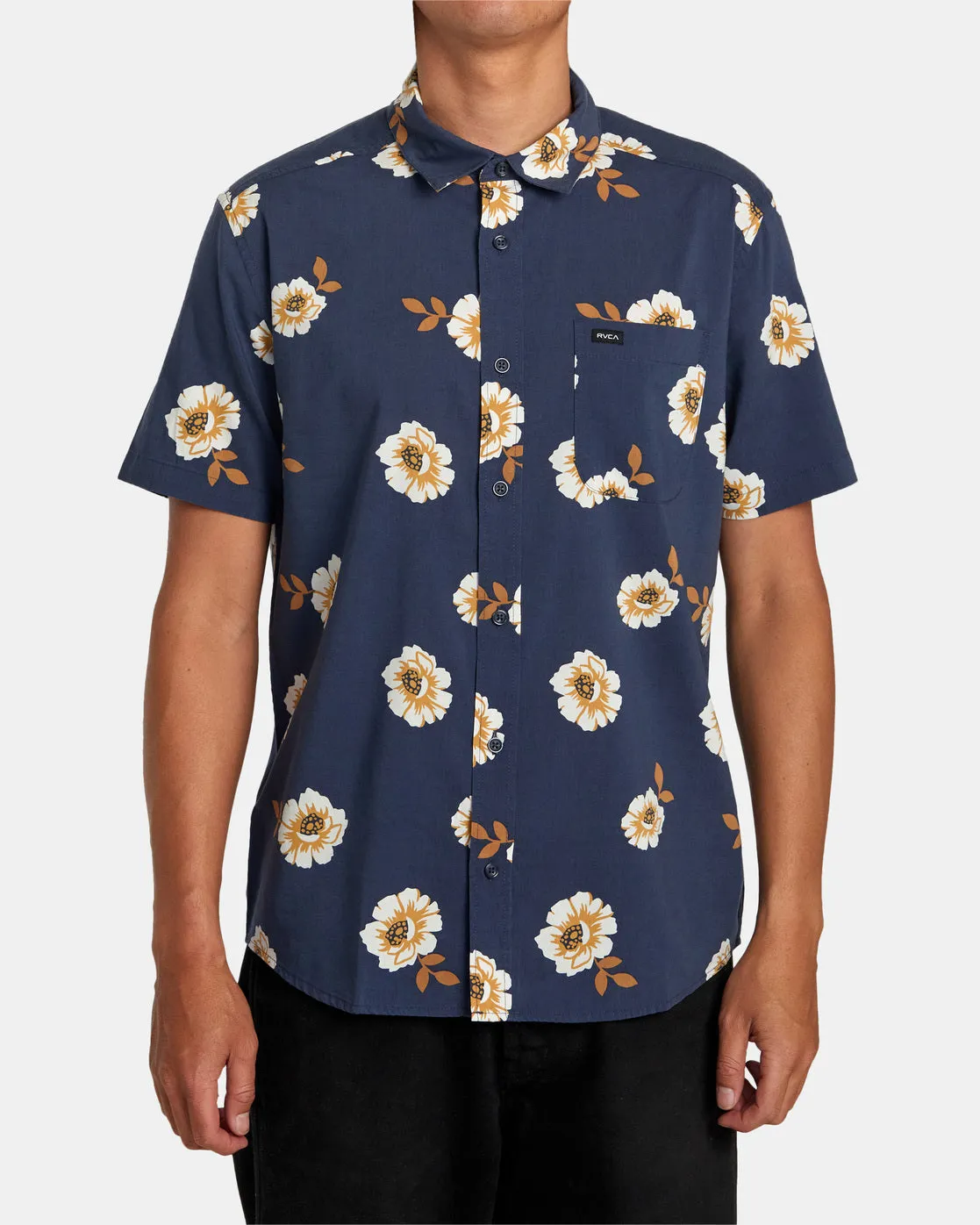 Botanical Short Sleeve Shirt - Moody Blue