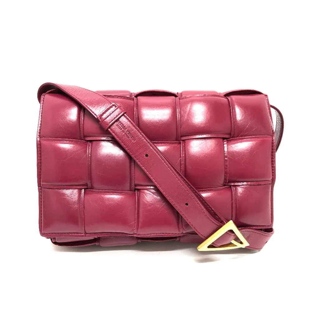 BOTTEGAVENETA Shoulder Bag leather wine-red Padded cassette Cassette Maxi Women Used Authentic