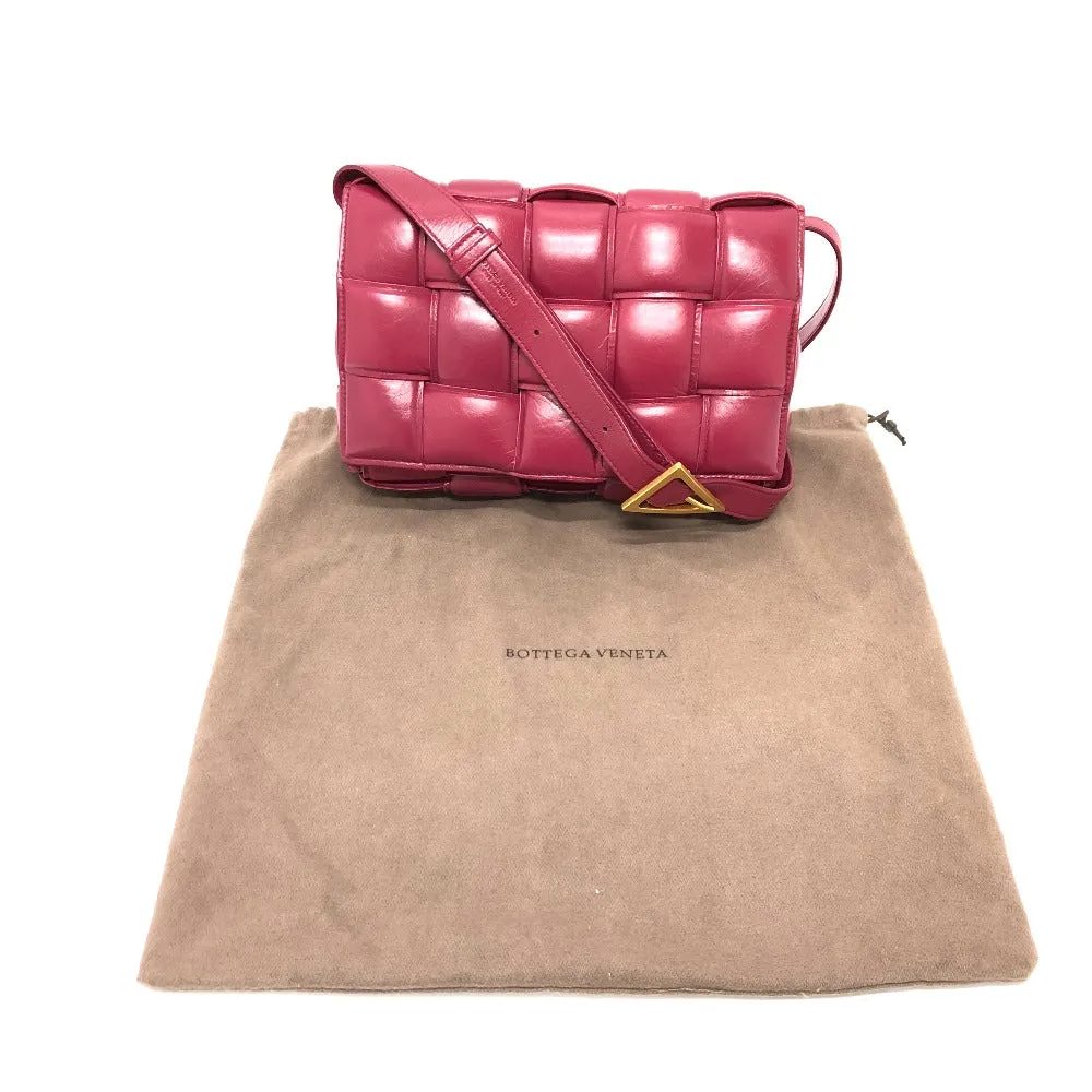 BOTTEGAVENETA Shoulder Bag leather wine-red Padded cassette Cassette Maxi Women Used Authentic