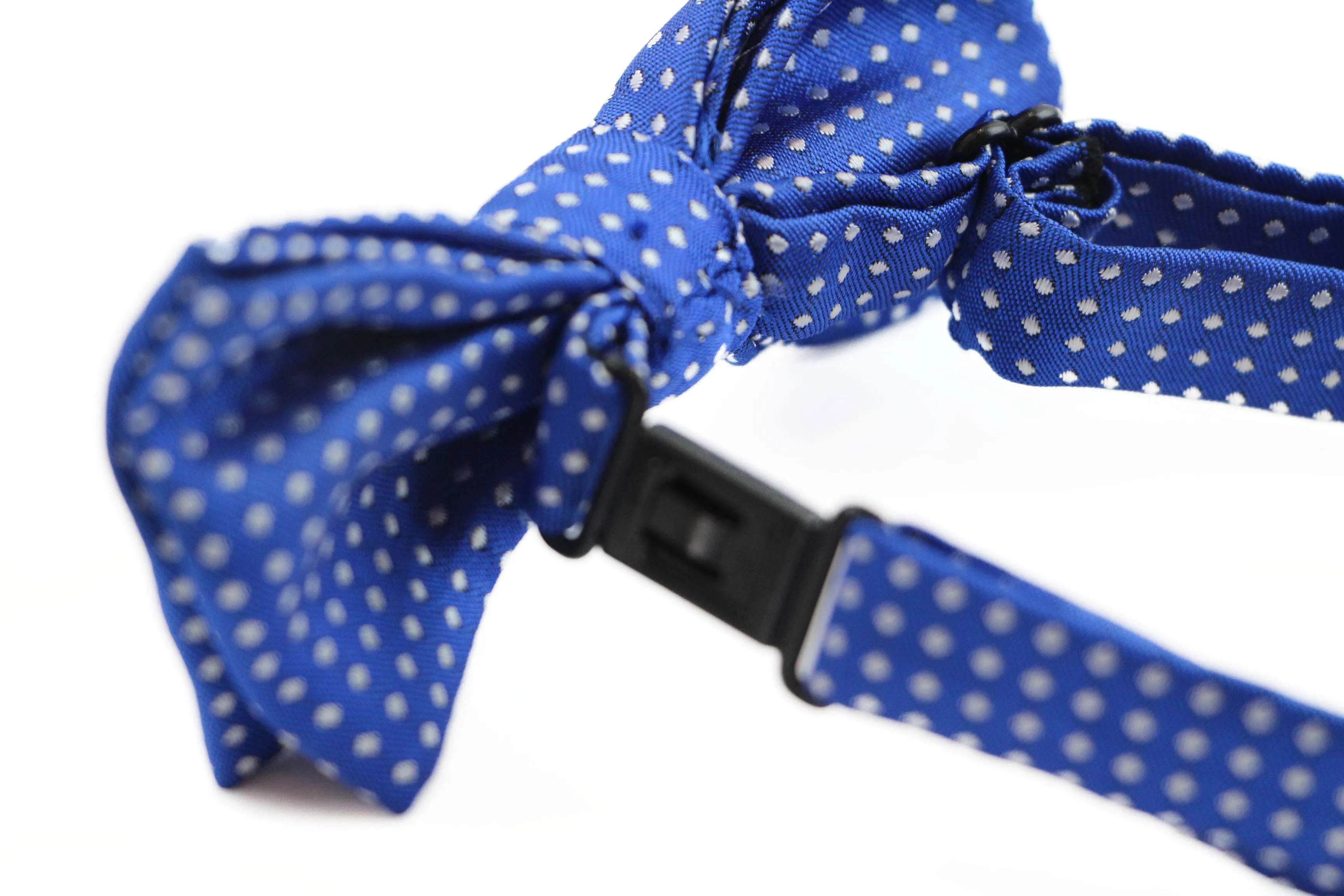 Boys Blue Bow Tie With White Polka Dots