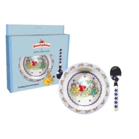 Bunnykins by Royal Doulton - Feeding Bowl & Spoon - Shining Stars Blue