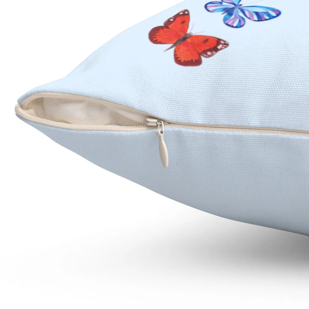 Butterflies in Flight "Light Blue" Square Pillow (20 X 20)