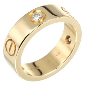 CARTIER Ring K18 Yellow Gold, 3P Half Diamond gold love Women Used Authentic